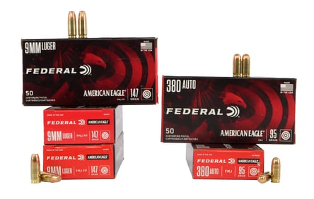 250 RDS .380 AUTO 95GR FMJ & 9MM 147GR FMJ AMMO
