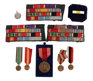 WWII US ARMY MINIATURE MEDAL RIBBON BAR LOT OF 10
