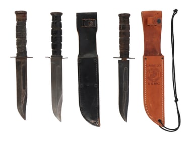 LOT OF 3 MARK II USMC WWII VIETNAM COMBAT KNIVES