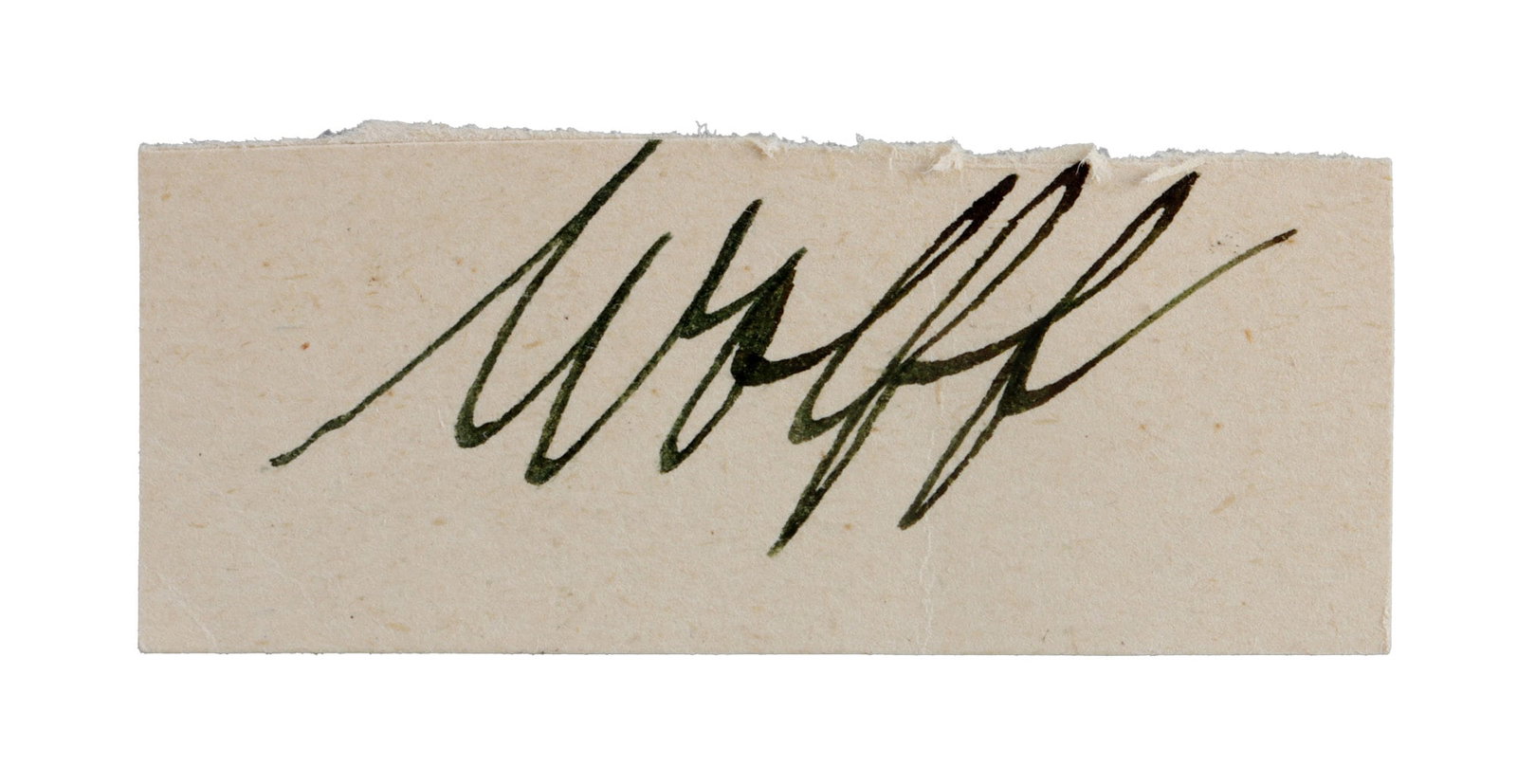 WWII GERMAN THIRD REICH CUT SIGNATURE KARL WOLFF: A cut signature of senior SS figure Karl Wolff. This cut signature has been separated from a pasted mounting in an autograph book. Good condition,.