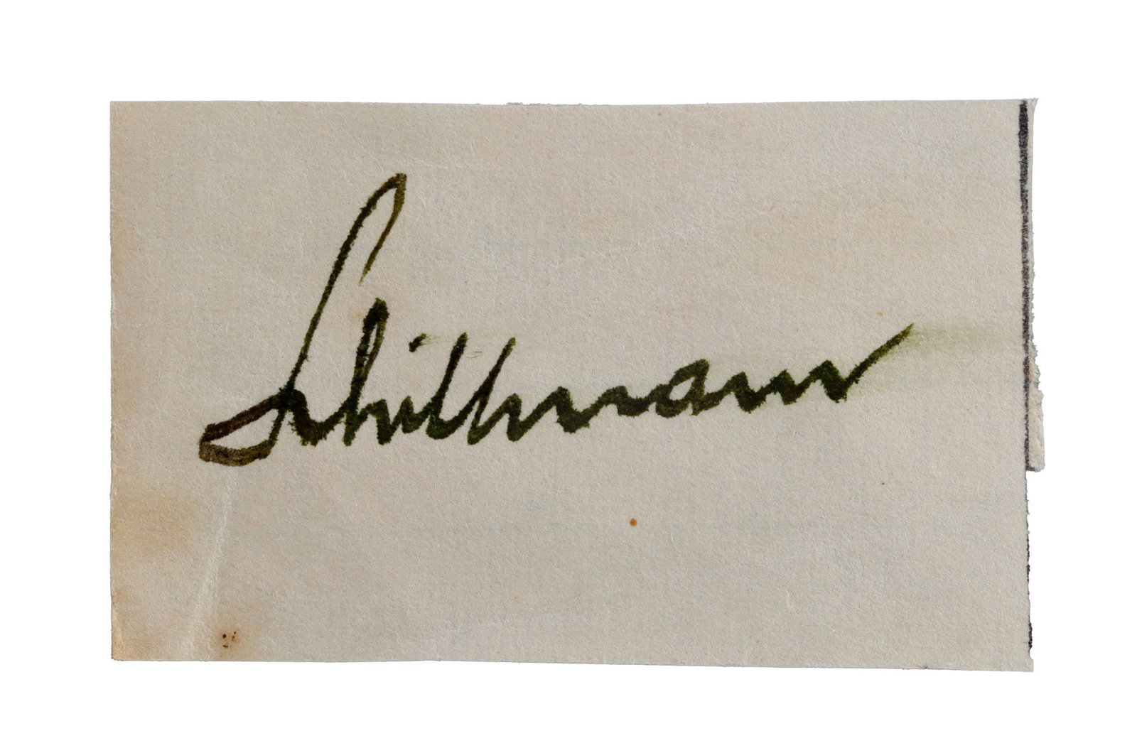 WWII GERMAN THIRD REICH CUT SIGNATURE M WITTMANN: A cut signature of German tank ace and propaganda figure Michael Wittmann.. This cut signature has been separated from a pasted mounting in an autograph book. Good condition.
