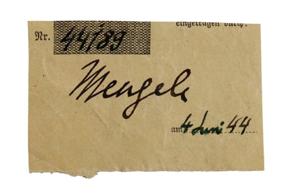 WWII GERMAN THIRD REICH CUT SIGNATURE MENGELE
