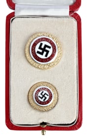 WWII GERMAN NSDAP GOLDEN PARTY BADGES CASED