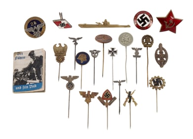 WWII GERMAN STICK PIN INSIGNIA COLLECTION 22 PCS