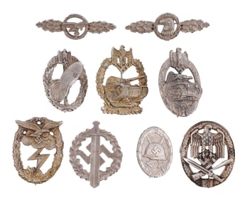 WWII GERMAN THIRD REICH BADGES LOT OF 9