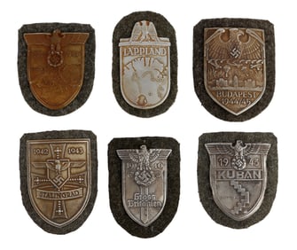 WWII GERMAN THIRD REICH SHIELDS LOT OF 6