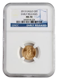 MS70 GRADED 1/10 GOLD EAGLE EARLY RELEASE 2013