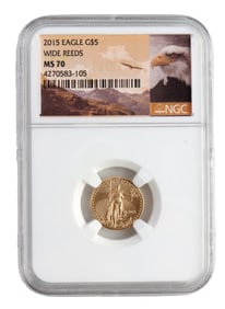 US 1/10 OZT GOLD EAGLE MS70 WIDE REEDS 2015