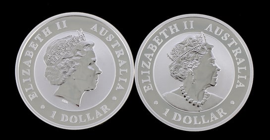 TWO 1 OZT .999 SILVER AUSTRALIAN DOLLAR