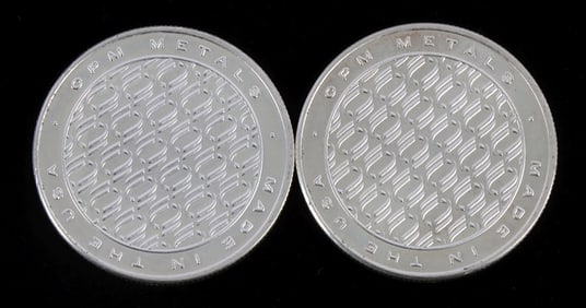 TWO 1 OZT .999 SILVER ROUNDS OPM METALS