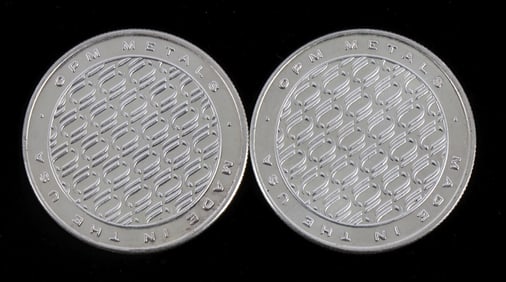TWO 1 OZT .999 SILVER ROUNDS OPM METALS
