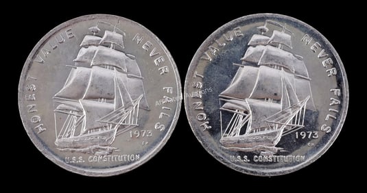 TWO 1 OZT .999 SILVER ROUNDS USS CONSTITUTION