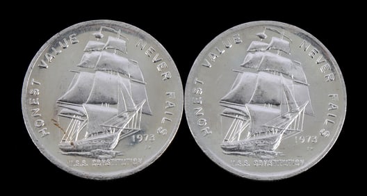TWO 1 OZT .999 SILVER ROUNDS USS CONSTITUTION
