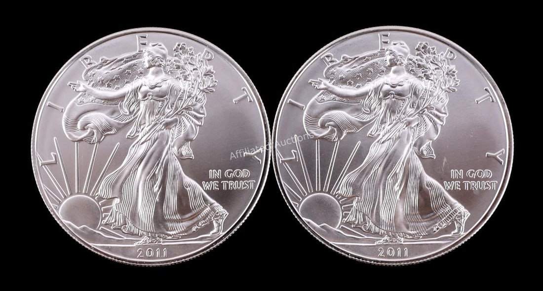US .999 1 OZT SILVER EAGLES 2011 BU: Brilliant uncirculated. This lot reserved at melt.