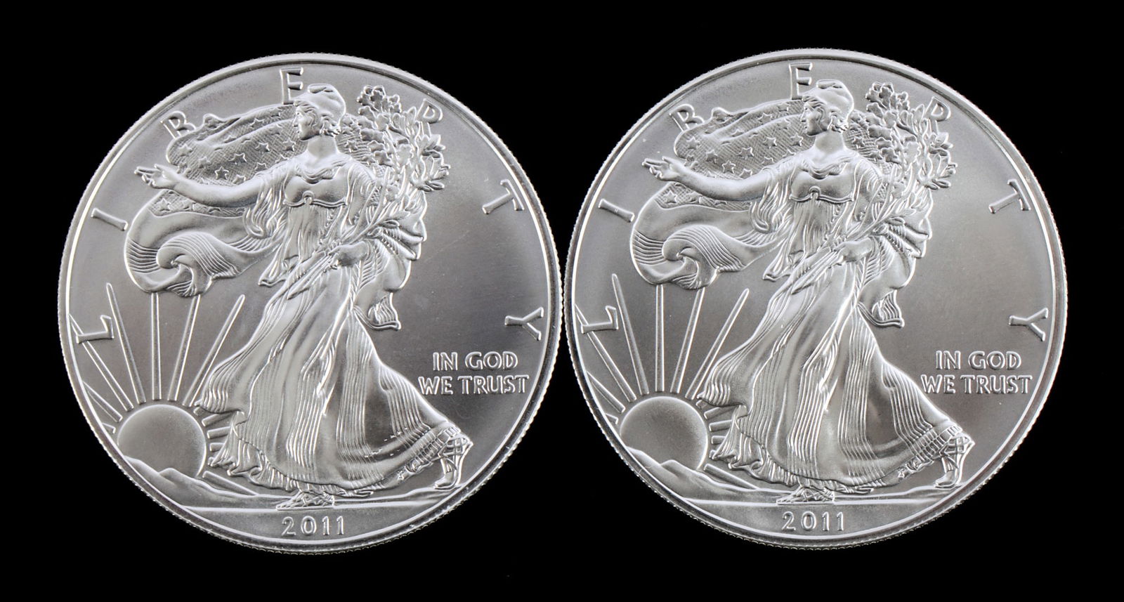 US .999 1 OZT SILVER EAGLES 2011 BU: Brilliant uncirculated. This lot reserved at melt.