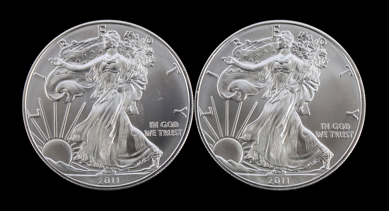 US .999 1 OZT SILVER EAGLES 2011 BU: Brilliant uncirculated. This lot reserved at melt.