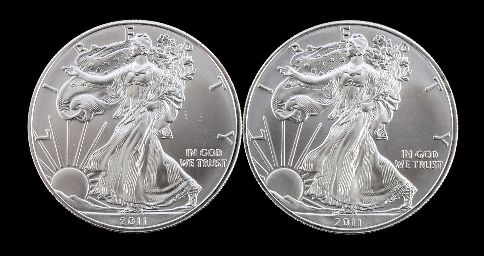 US .999 1 OZT SILVER EAGLES 2011 BU: Brilliant uncirculated. This lot reserved at melt.