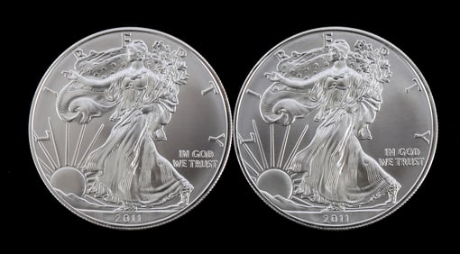 US .999 1 OZT SILVER EAGLES 2011 BU