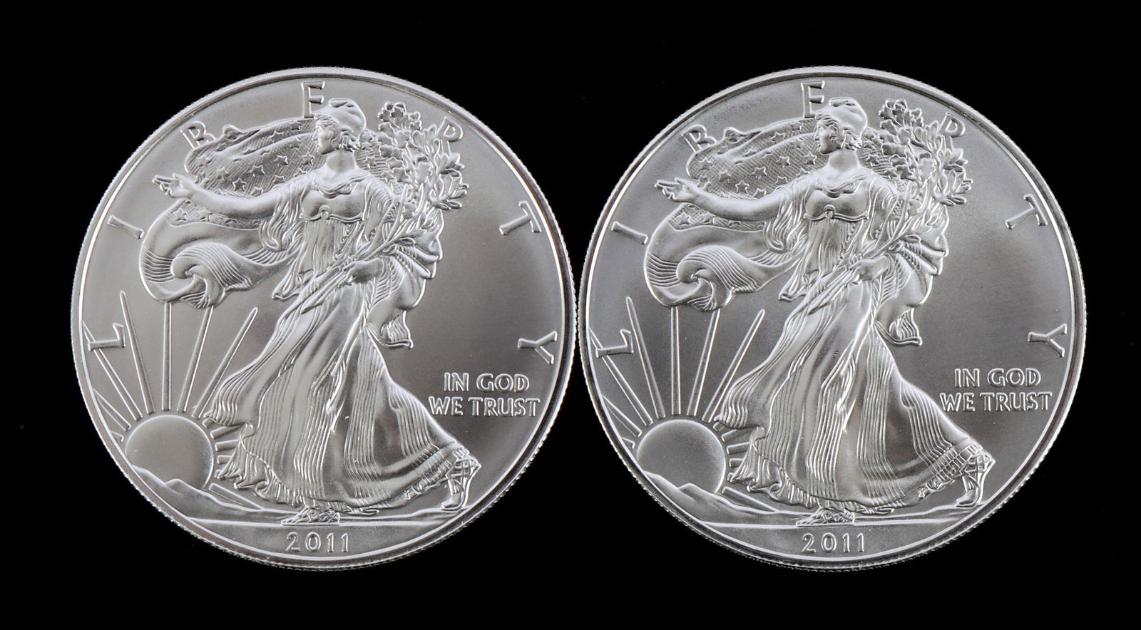 US .999 1 OZT SILVER EAGLES 2011 BU: Brilliant uncirculated. This lot reserved at melt.