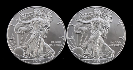US .999 1 OZT SILVER EAGLES 2017 BU
