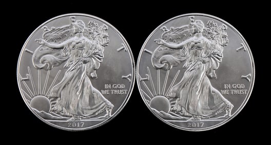 US .999 1 OZT SILVER EAGLES 2017 BU