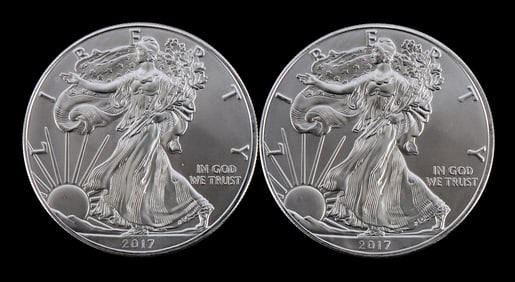 US .999 1 OZT SILVER EAGLES 2017 BU