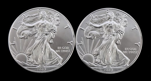 US .999 1 OZT SILVER EAGLES 2017 BU