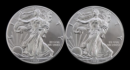 US .999 1 OZT SILVER EAGLES 2017 BU