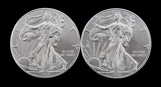 US .999 1 OZT SILVER EAGLES 2017 BU