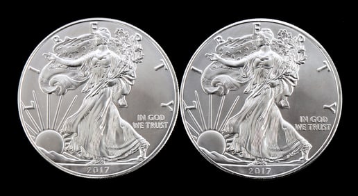US .999 1 OZT SILVER EAGLES 2017 BU