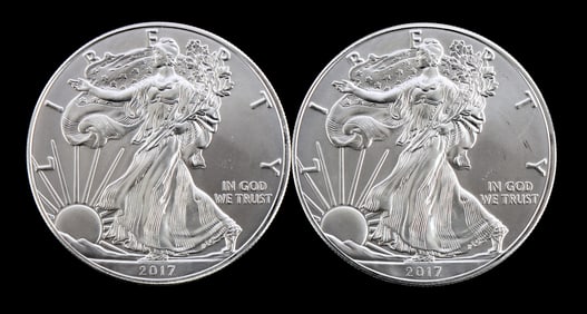 US .999 1 OZT SILVER EAGLES 2017 BU