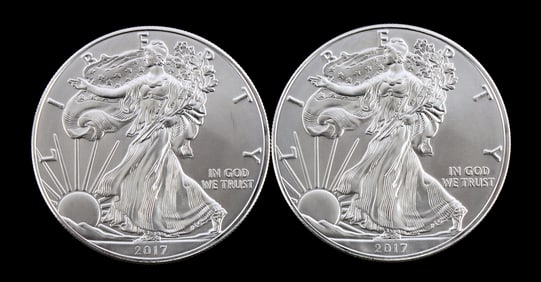 US .999 1 OZT SILVER EAGLES 2017 BU