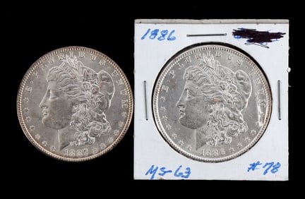 LOT OF 2 MINT STATE MORGAN SILVER DOLLARS