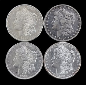 LOT OF 4 MIXED DATE MORGAN SILVER DOLLARS