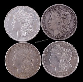 LOT OF 4 US SILVER MORGAN DOLLARS