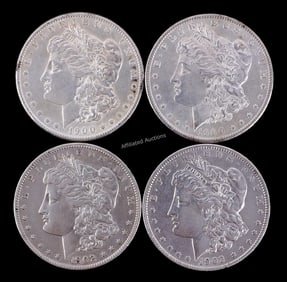 LOT OF 4 US SILVER MORGAN DOLLARS