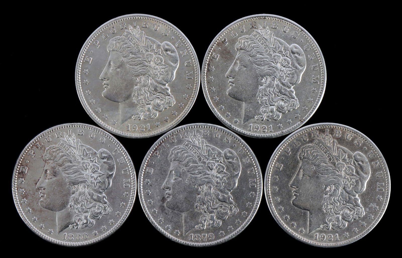 LOT OF 5 MORGAN SILVER DOLLAR COINS (1 of 3)