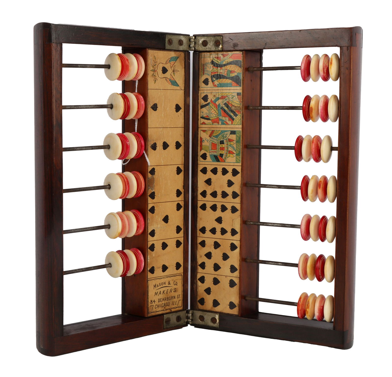 ANTIQUE CAROT COUNTING BOARD NEW WEST: A carot counting board. Marked as coming from Mason & Co. out of Chicago, Ill.