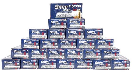 1250 ROUNDS 9MM 115GR FMJ FIOCCHI AMMO