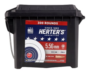 300 ROUNDS 5.56X45MM 55GR FMJ HERTERS AMMO