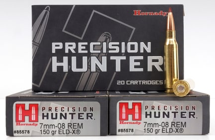 60 ROUNDS 7MM-08 REM HORNADY PRECISION HUNTER AMMO