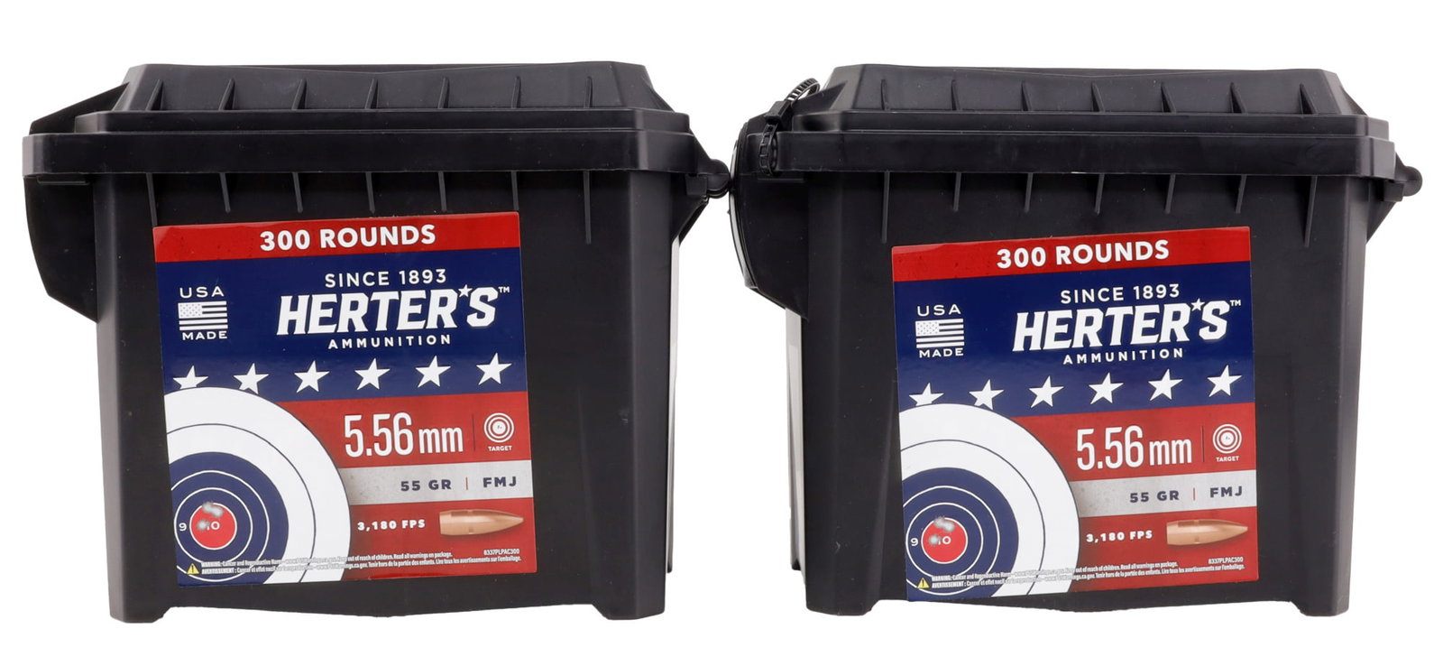 600 RDS 5.56X45 55GR FMJ HERTER'S TARGET AMMO: Lot of 600 rounds factory new 5.56x45mm 55gr FMJ. No international shipping. This lot has a reserve.