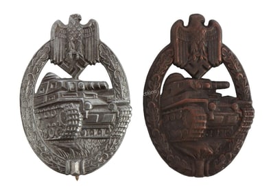 2 WWII GERMAN REICH PANZER ASSAULT BADGES
