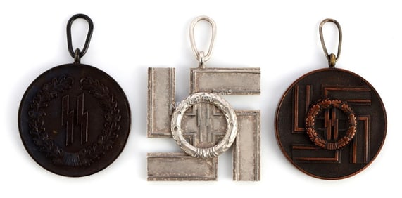 WWII GERMAN SS SERVICE MEDAL FOR 4, 8 AND 12 YEARS