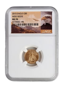 US 1/10 OZT GOLD EAGLE MS70 WIDE REEDS 2015