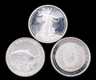 THREE 1 OZT SILVER ROUNDS MIXED DESIGN