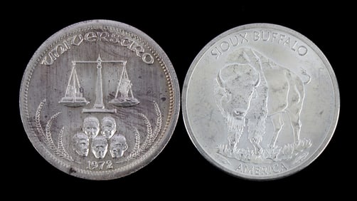TWO 1 OZT .999 SILVER ROUNDS MIXED DESIGN