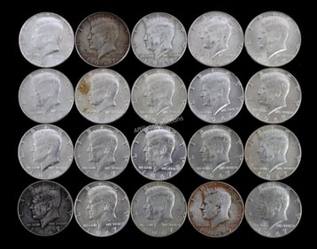 $10 FACE VALUE PRE-1969 40% SILVER HALF DOLLARS