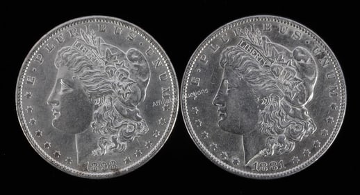 2 MINT STATE MORGAN SILVER DOLLARS 1881 1898
