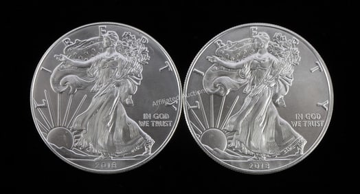 2 ONE OUNCE AMERICAN SILVER EAGLES 2018
